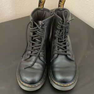 Doc Martins young girls black leather side zipper boots.
